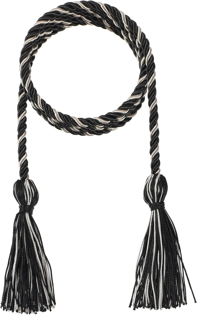 D DODOU 10 Pieces Graduation Cords Polyester Graduation Honor Braided Cords with Sewing Tassels for Bachelor, Master, Doctor 68" Long (Black Gray) - Image 2